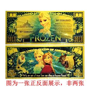 Billet de banque commémoratif en feuille d'or <span class=keywords><strong>Disney</strong></span> Princesse Elsa <span class=keywords><strong>Ariel</strong></span> Blanche-Neige, objet de collection, cadeau - Product Image 2