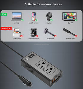 200W 400W Đỉnh Sửa Đổi Sóng Sin Nhanh Chóng Sạc Xe Hơi Biến Tần 12V 220V Qc3.0 USB + Pd 65W Loại C Kép AC Ổ cắm Điện Áp Chuyển Đổi - Product Image 6