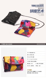 Bolsos de Mensajero con Diseño de Calavera, Bolsos de Hombro de Cuero con Parches, Estilo Retro, Cadena de Lujo, Bolsos Cruzados para Mujer A-2628 - Product Image 4