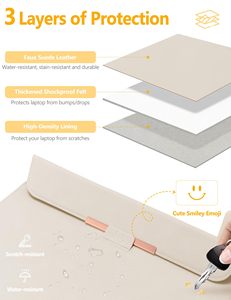 Housse pour ordinateur portable 15-16 pouces avec support pour <span class=keywords><strong>MacBook</strong></span> <span class=keywords><strong>Pro</strong></span> 16/15 M5-M1 XPS 15 Galaxy Book 15, étui en cuir PU imperméable Azul Haze Smiling - Product Image 3