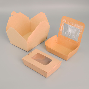 Boîtes alimentaires jetables en papier kraft avec fenêtre, écologiques, étanches et résistantes à l'huile pour salades, burgers et préparation de repas - Product Image 2