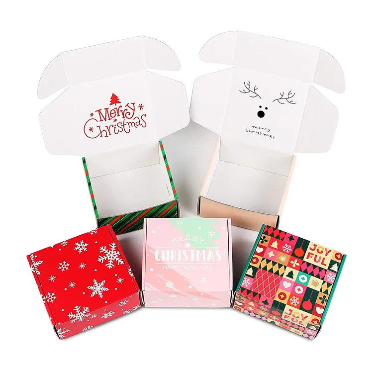 Scatole di imballaggio regalo di caramelle al cioccolato con decorazione natalizia personalizzata all'ingrosso scatola di carta ondulata per regalo di natale