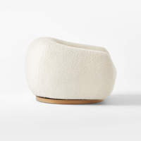 Fauteuil pivotant en bouclette avec structure en bois, fauteuil d'appoint de détente, canapé individuel moderne de luxe, fauteuil de salon, salle à manger, hôtel, villa