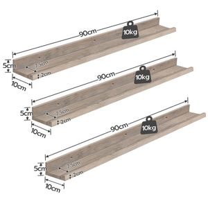 Lot de 3 étagères murales flottantes pour photos, étagères murales avec rebord pour le rangement dans le <span class=keywords><strong>salon</strong></span> - Product Image 2