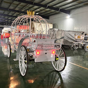 2025 Factory Outlet Royal <b>Princess</b> Wedding Horse Carriage Electric 4 Wheels Cinderella <b>Pumpkin</b> Carriage LED Lights - Product Image 4