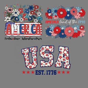 100 + Coquette Patriotic Bow DTF Transfer Impresión personalizada Floral EE. UU. Listo para presionar Transferencia Hierro en diseños para camiseta - Product Image 2