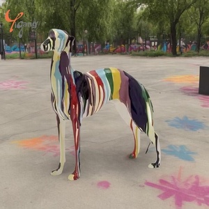 Statua di Cane in Resina Artistica Astratta Personalizzata, Scultura Animale Colorata per Decorazione Casa e <span class=keywords><strong>Giardino</strong></span>, Statuetta di Cane in FRP con Graffiti - Product Image 3