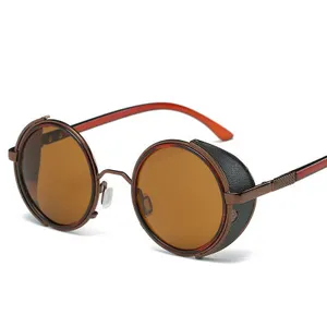 ハイエンドミラーレトロパンクグラスラウンドヴィンテージメンズサングラススチームパンクメンズ - Product Image 1