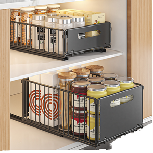 Organizador Extraíble para Fregadero de Cocina Moderno con Cesta Metálica de Dos Niveles para Utensilios de Limpieza y Vajilla, Diseño Sostenible - Product Image 1