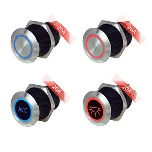 Amomd 12V IP67 Waterproof Stainless Steel Switch Quick Terminals with Red Push Button Start 20A Max Current Ring Status