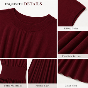 <span class=keywords><strong>Abito</strong></span> Lungo da Donna Senza Maniche <span class=keywords><strong>in</strong></span> <span class=keywords><strong>Maglia</strong></span>, Collo Tondo, Vita Plissettata, Colore <span class=keywords><strong>Bordeaux</strong></span> - Product Image 3