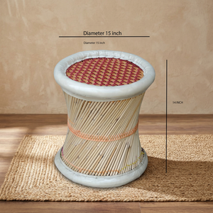 Tabouret en bambou bohème, tabouret écologique, tabouret en rotin naturel, tabouret en bambou écologique, tabourets en canne naturelle faits à la main, tabourets en canne naturelle teignables - Product Image 3