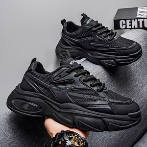 Men's Head Synthetic Leather Lace-Up Autumn 2025 New Breathable Mesh Lining PVC Outsole Thick-Soled <b>Sneakers</b> Casual Shoes Solid - Product Image 2