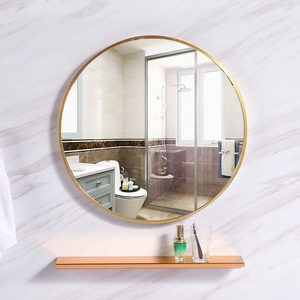 Espejo Redondo Dorado para Baño Aivijia, Espejo de Pared de Aleación de Aluminio para Maquillaje y Decoración - Product Image 1