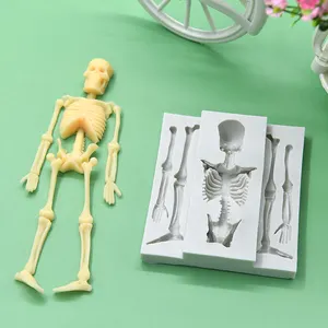 Halloween Gift Skeletons Shape Sugar Craft Fondant Silicone Molds Cake Decorating Soap Silicone Mould