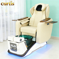 Fauteuil de pédicure inclinable luxueux avec lampe LED et système de jets sans tuyau pour salon de manucure, spa, salon de beauté