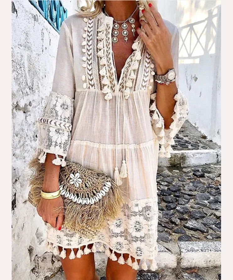 Lace Gypsy Dress 2025 Bohemian Style Floor-Length