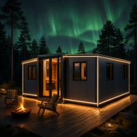 Villa de luxe préfabriquée extensible en conteneur, avec base en marbre anthracite et fenêtre du sol au plafond, style côtier, vente en gros directe usine