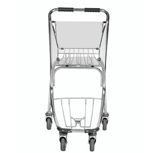 Carrito de equipaje portátil de 2 niveles con asa extraíble, estante de malla y protector transparente, construcción metálica robusta - Product Image 3