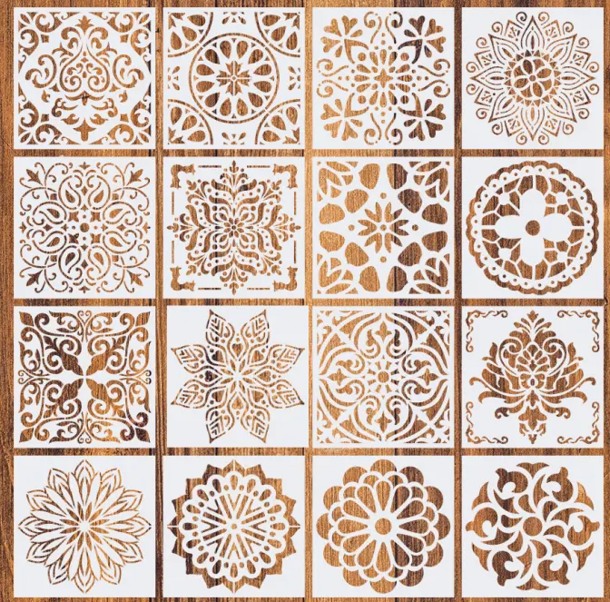 16 шт. многоразовые трафареты Мандала (6x6 дюймов) для самостоятельной покраски на стене напольная плитка деревянная мебель ткань