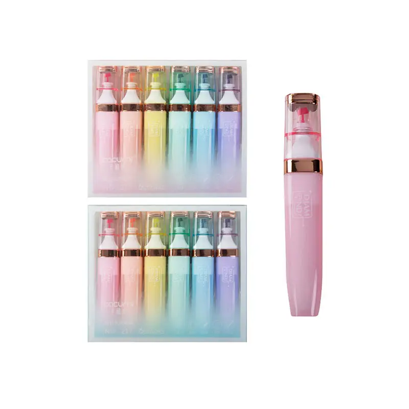 Creative Lipstick design fluorescent marker diamond chisel tip gift marker pens set study note highlighter pen for kid
