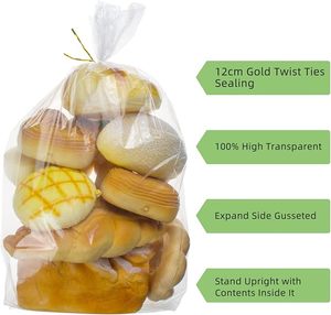 Bolsa retráctil de plástico PE transparente, reciclable y reutilizable, con asa de mano y grabado en relieve, para almacenamiento de pan, para panaderos caseros y propietarios de panaderías HCPACK - Product Image 2