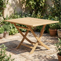 Table pliante d'extérieur en teck massif, design minimaliste, durable, moderne, pour jardin, patio, meubles Jawa