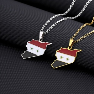 Collar con Mapa de Siria Personalizado de Acero Inoxidable de Alta Calidad, Colgante con Bandera Esmaltada, Superventas - Product Image 1