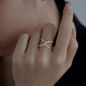 Dylam Trending Minimalist Design Rhodium 18K Gold Plated Diamond 5A Zirconia <b>Cross</b> Infinity Eternity Wedding Band <b>Rings</b> - Product Image 6