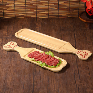 Olla caliente de cobre estilo Pekín antiguo, rollos de cordero recién cortados en un plato, un plato de carne grasosa de un metro de largo, imitación de veta de madera - Product Image 2