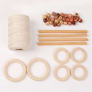 Kit de tapicería circular Hemu, cuerda de algodón, cuentas de madera, ganchos, anillos, varillas, juego para manualidades - Product Image 4