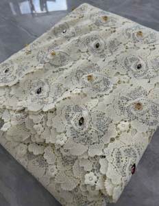 Encaje de Cordón y Pedrería 2025, Tela de Encaje Guipur, Diseños Aso Oke para Mujeres Nigerianas, Ropa de Fiesta - Product Image 5