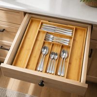 Organisateur de tiroir extensible en bambou pour couverts et ustensiles de cuisine, 8 compartiments, vente en gros