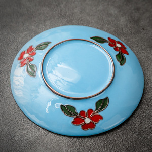 แผ่นรองแก้วชาเคลือบโลหะทรงกลม ยี่ห้อ Cloisonn อุปกรณ์เสริมสำหรับพิธีชงชา สำหรับชุดน้ำชายามบ่าย แผ่นรองกันความร้อน - Product Image 4