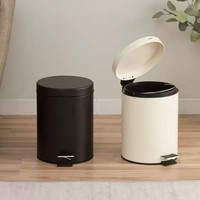 Poubelle à pédale en acier inoxydable noir écologique de 3 litres sans couvercle, pour bureau, maison, hôtel, cuisine, salle de bain, seau de rangement