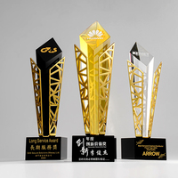 Trophée en métal et cristal haut de gamme, créatif, pour réunion annuelle, souvenir pour personnel excellent, prix en verre personnalisé 29*8cm 1.6kg, durable, gravure laser