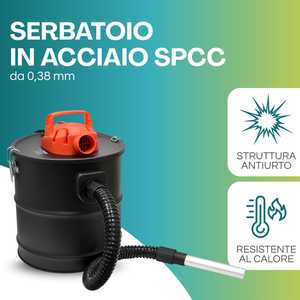 Aspirateur à cendres 20 litres, moteur 1200W avec filtre HEPA et embout en aluminium pour le nettoyage des cheminées - Product Image 4