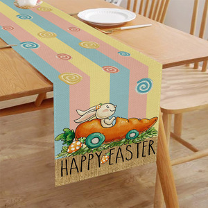 Cute Small <strong>Table</strong> Runners <strong>Easter</strong> <strong>Table</strong> Runner Rabbit Printed Linen Tablecloths for <strong>Cloth</strong> <strong>Tables</strong> - Product Image 4