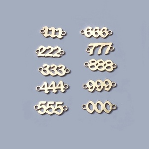 Premium 0-9 Colgante de Ángel digital conectado triple Conectores de números de la suerte rellenos de oro de 14K Hallazgos para hacer joyas-Latón hecho - Product Image 1
