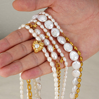 Collier ras-de-cou personnalisé en perles baroques naturelles véritables, bijoux en acier inoxydable plaqué or, ensemble de colliers en perles d'eau douce