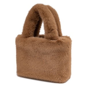 女性用可愛いふわふわトートバッグ女性用女性用冬用ポータブルハンドバッグフェイクファーファジートートバッグハンドバッグ - Product Image 3
