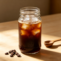 Pot en verre Mason vide écologique de 16 oz avec marquage de mesure pour le stockage des aliments, des boissons et du café infusé à froid