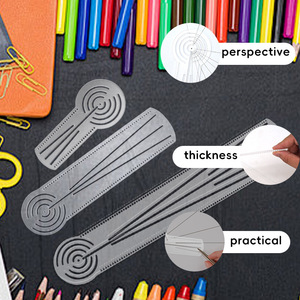 Nouvelle <span class=keywords><strong>règle</strong></span> de traçage pour peinture mandala, en plastique, pour peinture aux techniques de graffiti, avec gabarit de masquage ajouré simple et droit, pour le commerce transfrontalier - Product Image 5