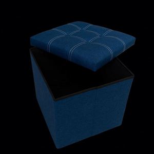 Modern Stool Living Room Furniture <b>Storage</b> Box Fabric Stainless Steel Bamboo Highest Quality Sample Available - Product Image 1