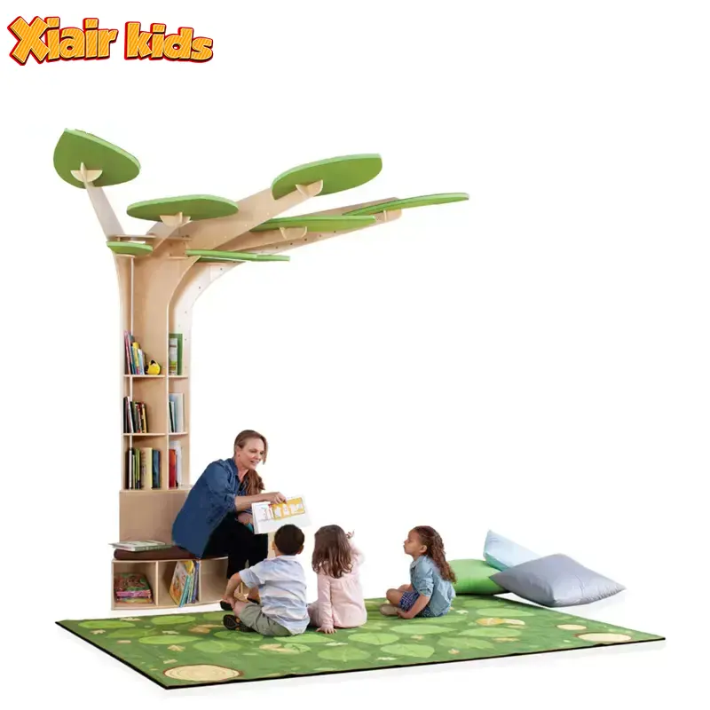 Xiair Children Library Home Furniture Acoustic Learning Tree Bookshelf For Childcare Daycare Shelves Reading Corner Room
