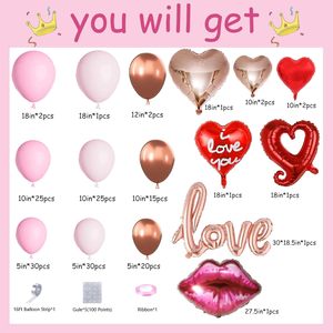 Red Pink Love Heart Latex Foil Balloons Valentines Day Balloon Set for Valentines Day Decoration Party Supplies - Product Image 2