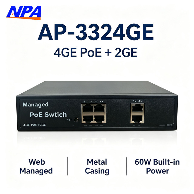 Gigabit 4GE PoE +2GE Uplink Port Web Managed PoE Switch 60W Built in Managed Ethernet Switch for CCTV IP Camera WiFi AP 3324GE