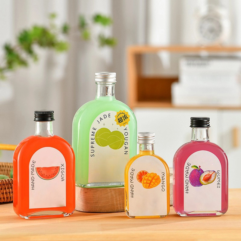 Portable Transparent Glass Beverage Bottles 100ml