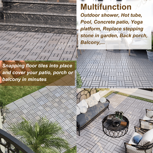 DB 10 PCS Gris claro 12 "x 12" Acacia Hardwood Checker Patrón Interlocking Deck Tiles para pisos de patio al aire libre - Product Image 5