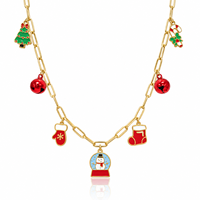 Collier de Noël Huibao en acier inoxydable avec chaîne trombone et pendentif émaillé, cadeau idéal pour femme